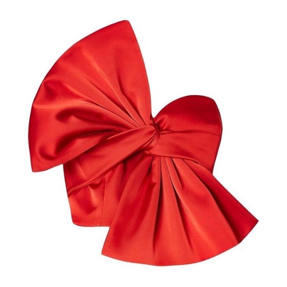 🆕 River Island Red Oversized Bow Crop Top - Picture 4 of 12